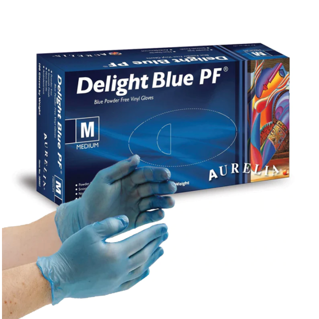 Blue Vinyl Gloves, Powder Free