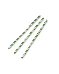 Vegware Jumbo Compostable Green Stripe Straws 8" 