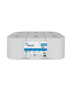 Centrefeed paper roll, white 6 rolls per case, 400 sheets per case