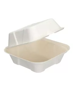 6" x 6" White Moulded Fibre Clamshell Box x 50