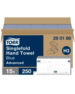 TORK Singlefold H3 Hand Towels - 2 Ply - Blue - Pack of 15