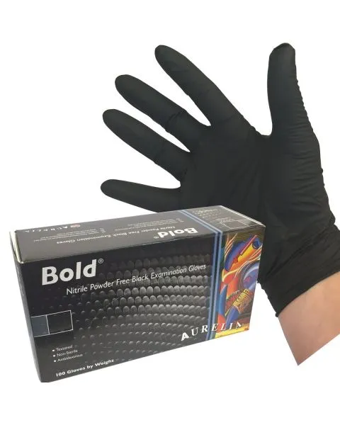 Bold Black Nitrile Gloves, 100 per case