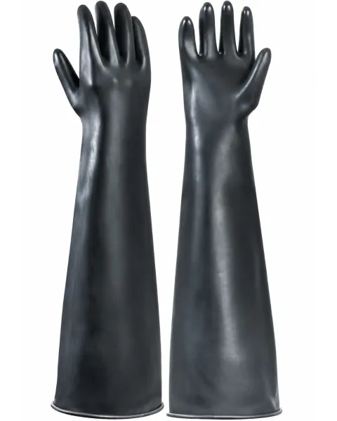 Heavy Weight Black Rubber Gloves x 1 pair