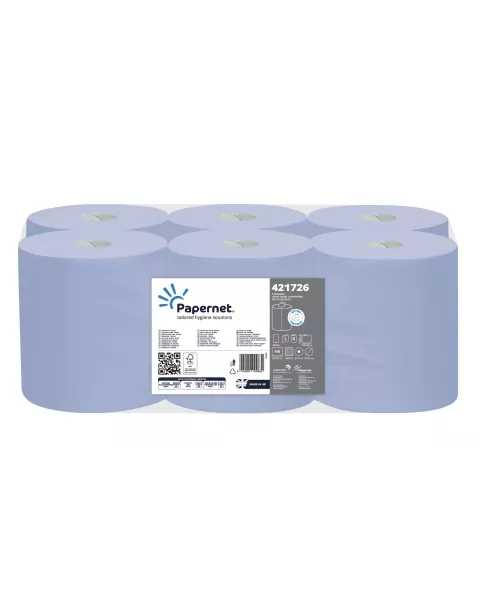 Blue Paper Roll, 6 rolls per case, 120 metres per roll