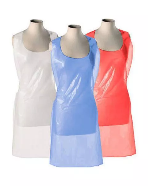 Disposable Plastic Aprons, Blue x 100
