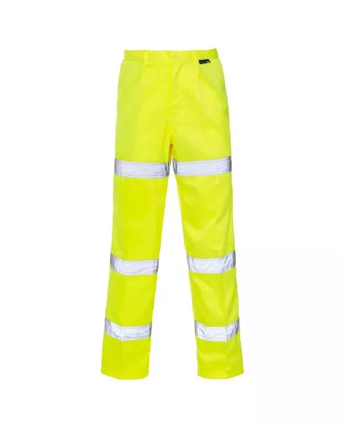 Hi Vis Yellow 3 Band Polycotton Trousers