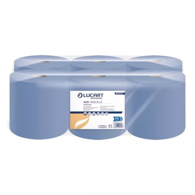 Bulk Buy Blue Paper Rolls, 2 Ply Blue, 400 Sheets Per Roll, 6 Rolls Per Case, 84 cases Per Pallet