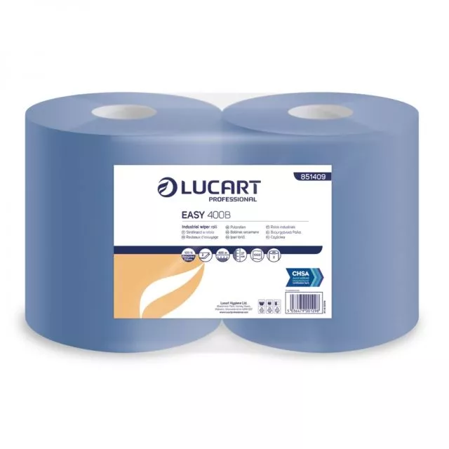 Industrial Wiping Roll, 2 Ply Blue, 2 Rolls 