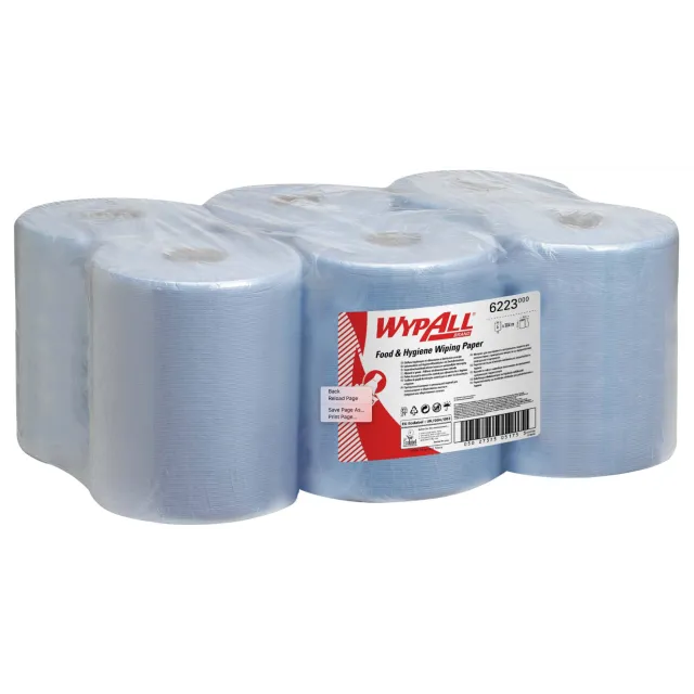 WYPALL Professional Wiping Paper 6223 1 Ply Blue 430 Sheets Pack of 6