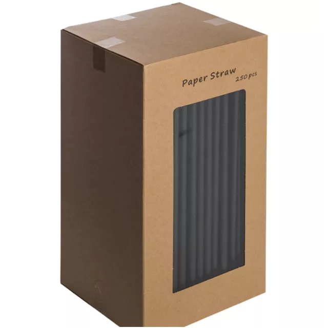 Black Paper Straws 8"