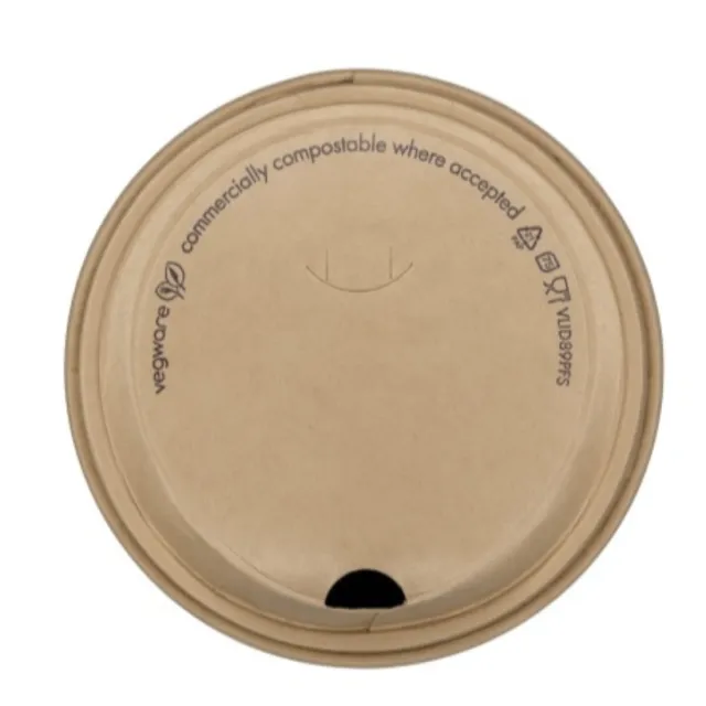 Vegware Feel Snug 89-Series Paper Sipping Lid for 12oz Hot Cups