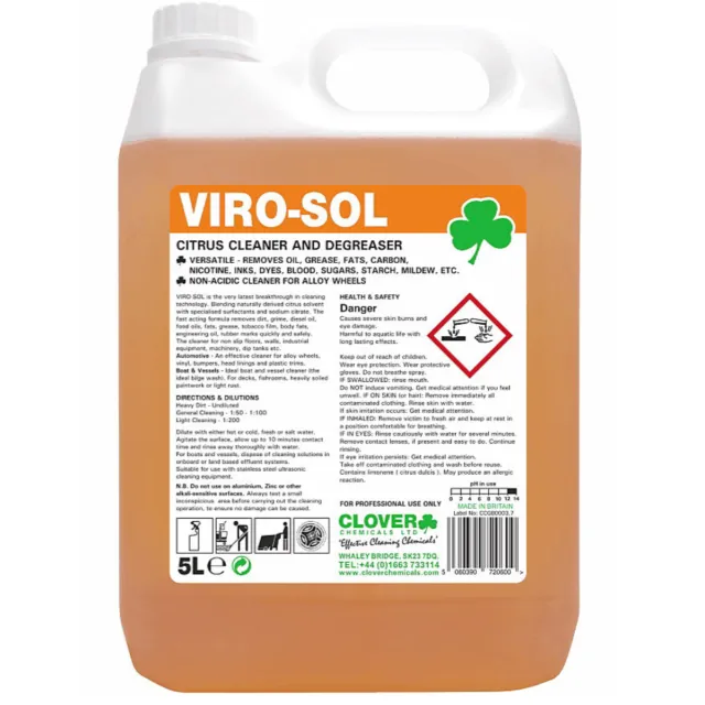 Viro-Sol Citrus Cleaner/Degreaser, 2 x 5 litres
